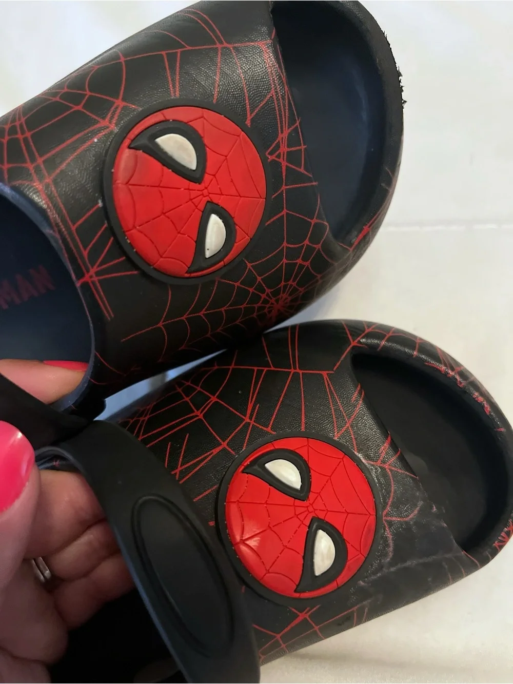 Marvel Kids Black and Red Spider-Man Slip On Clog Sandals kids size 11